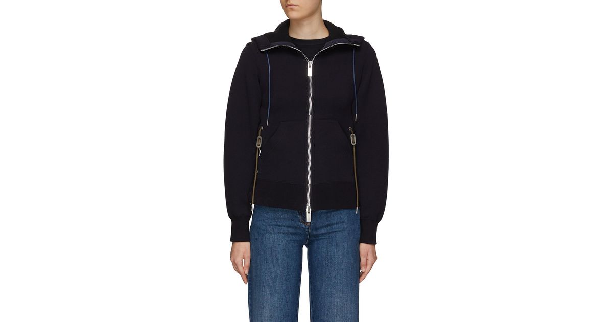 Sacai 'sponge Sweat X Ma-1' Zip-up Hoodie in Blue | Lyst