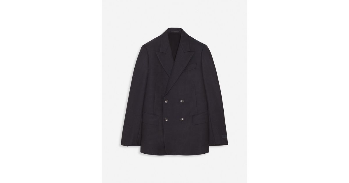Lanvin Boxy Doublebreasted Jacket in Blue for Men Lyst