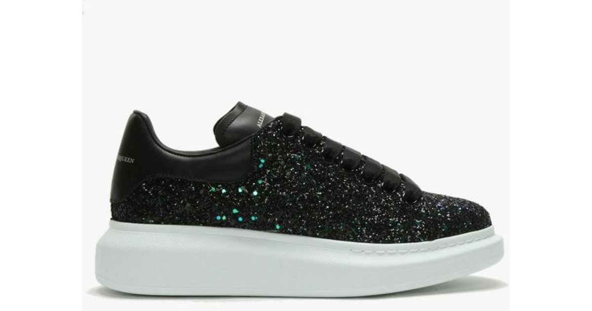 alexander mcqueen black glitter trainers