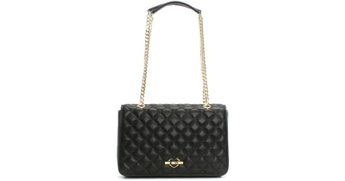 black quilted chain shoulder bag