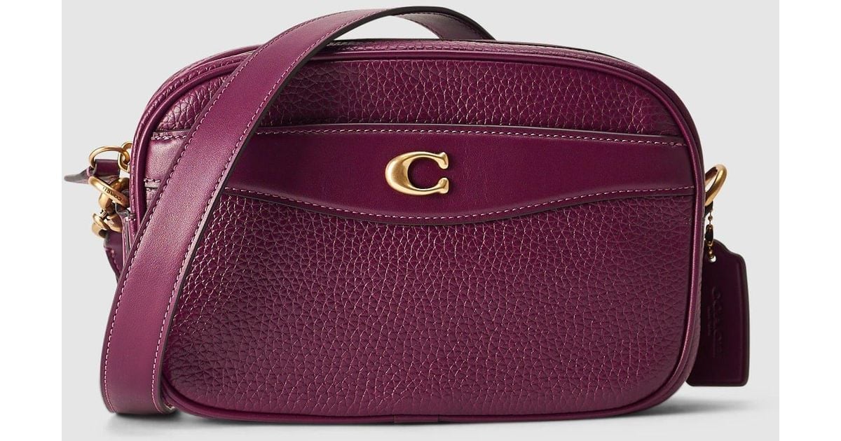 COACH Leather Camera Cross Body Bag in Purple,Burgundy (Purple) Save