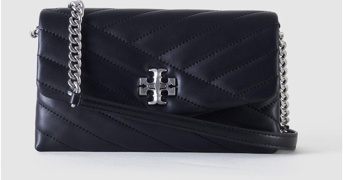 Tory Burch Leather Kira Chevron Wallet On Chain in Black Save 22 Lyst