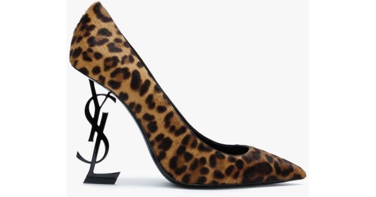 Saint Laurent Leather Opyum Leopard Print Pumps in Brown Lyst