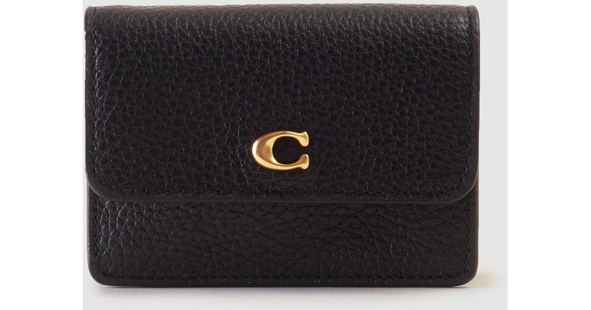 COACH Leather Half Flap Card Holder in Black Save 5 Lyst