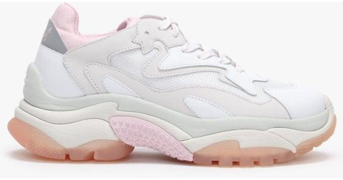 white and pink chunky trainers