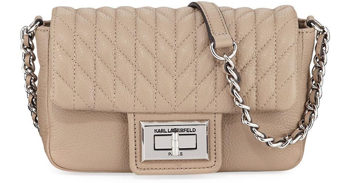 Karl Lagerfeld Leather Agyness Pebbled Crossbody Bag Lyst
