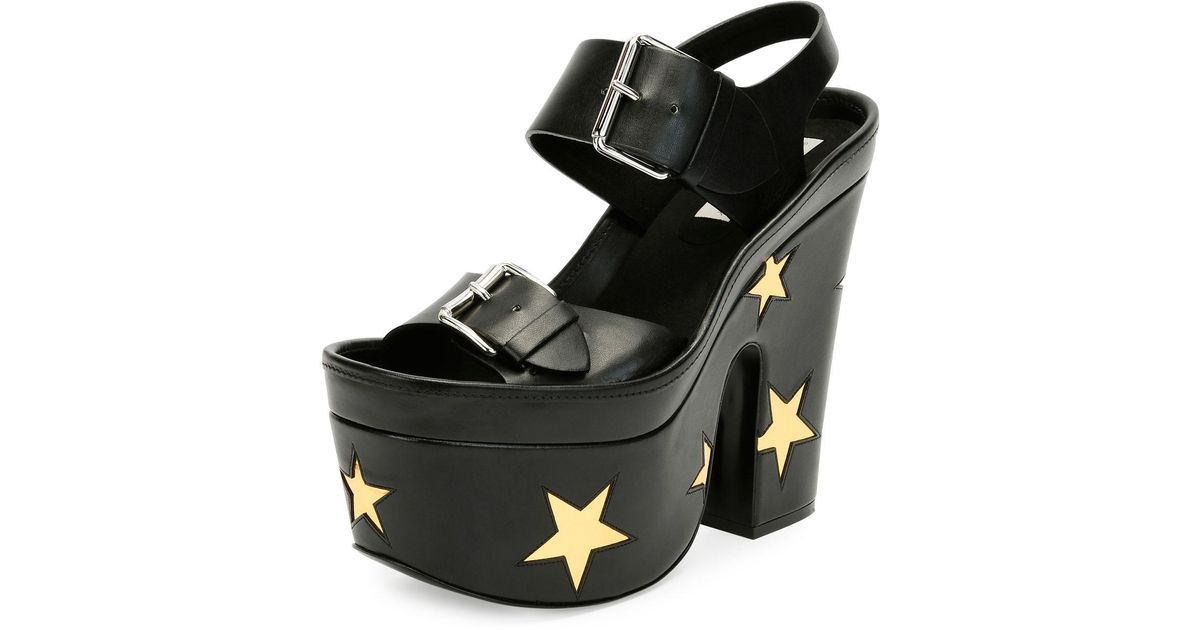 Stella McCartney Buckle Star Platform Sandal Black Buckle Star Platform Sandals, Black