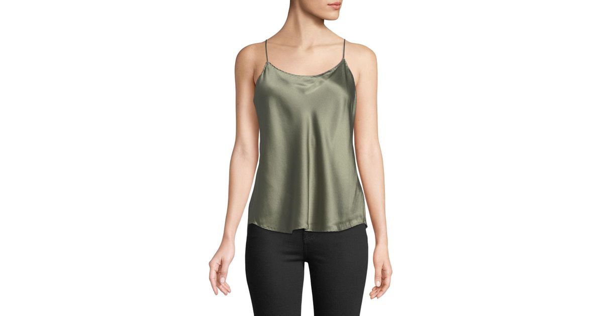 Vince Satin Scalloped Camisole Top in Sage (Green) - Lyst