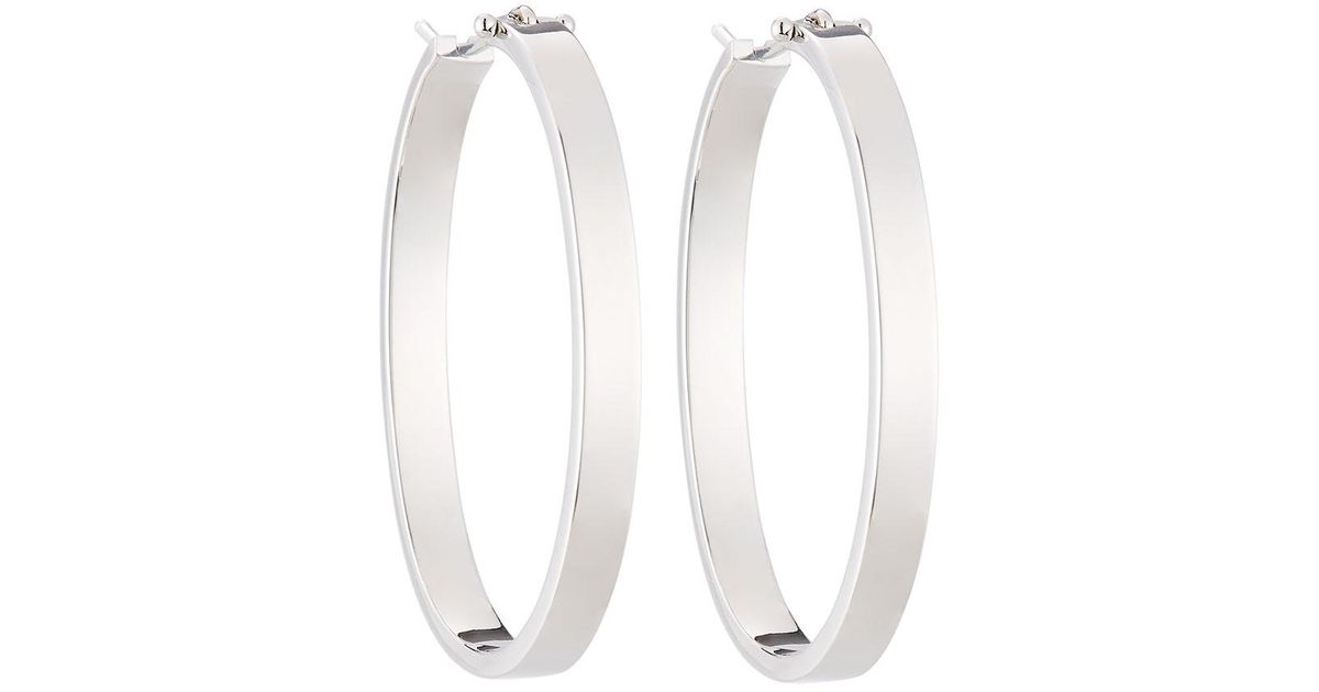 Lyst Roberto Coin 18k White Gold Oval Hoop Earrings In