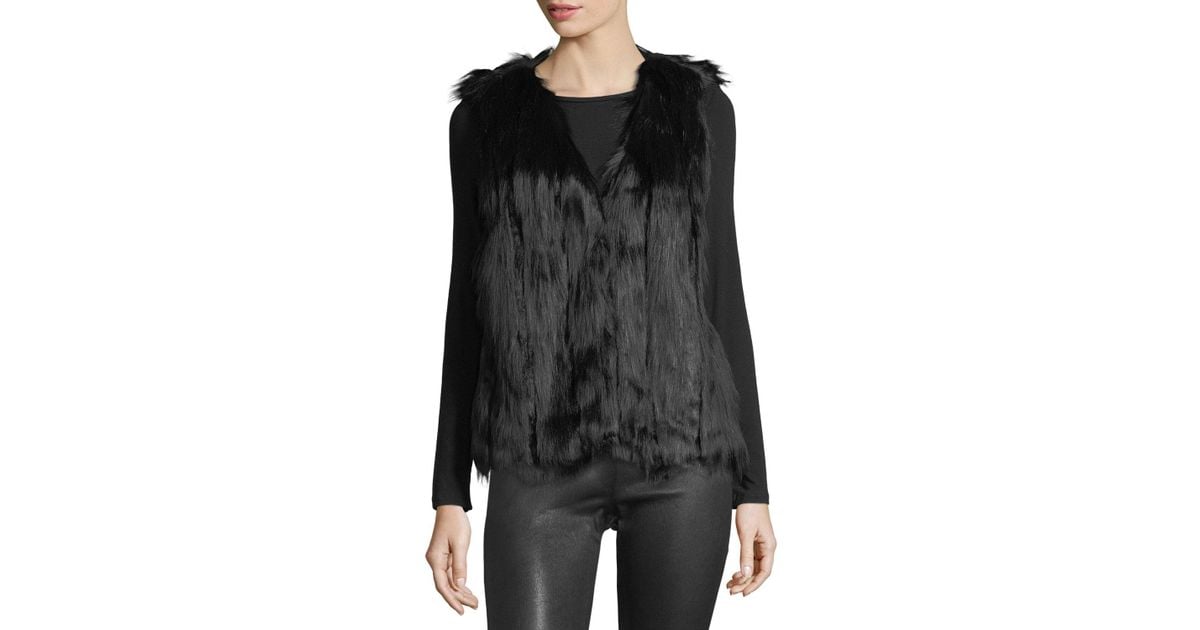michael kors black faux fur vest