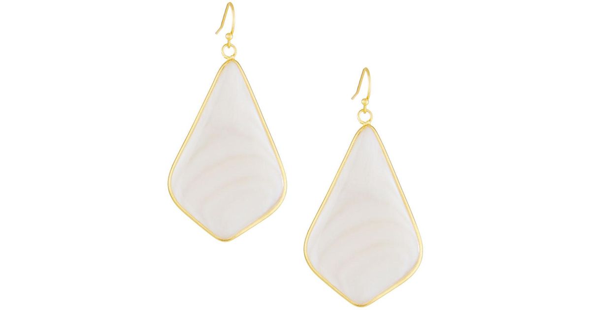 Lyst Panacea Mother Of Pearl Triangular Drop Earrings In White