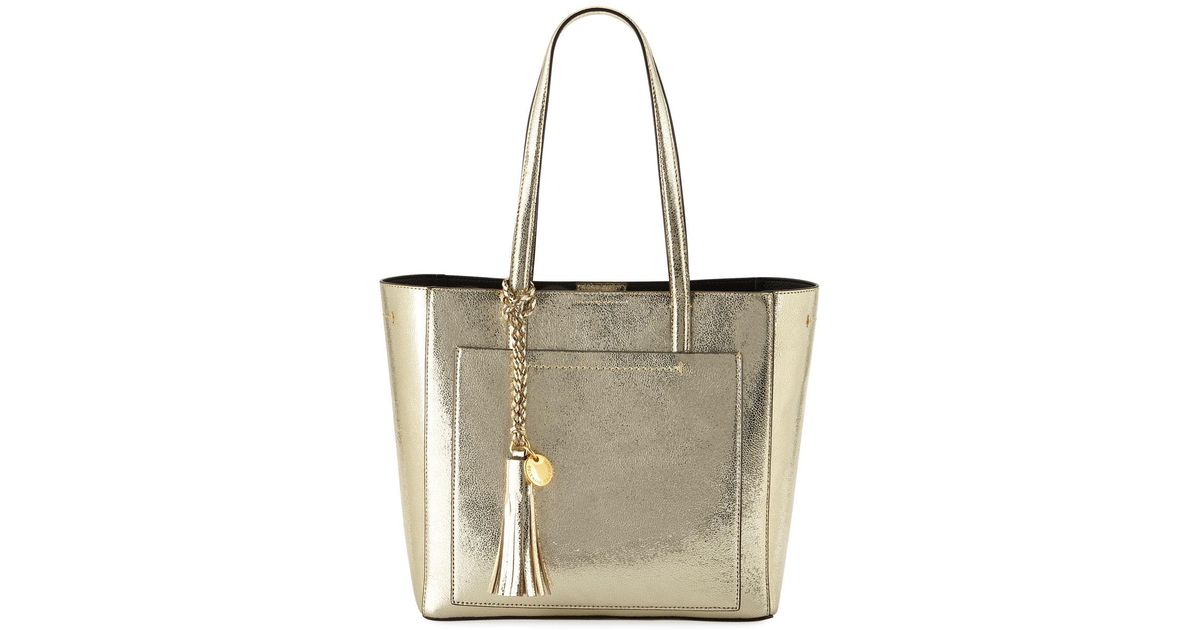 small silver tote bag