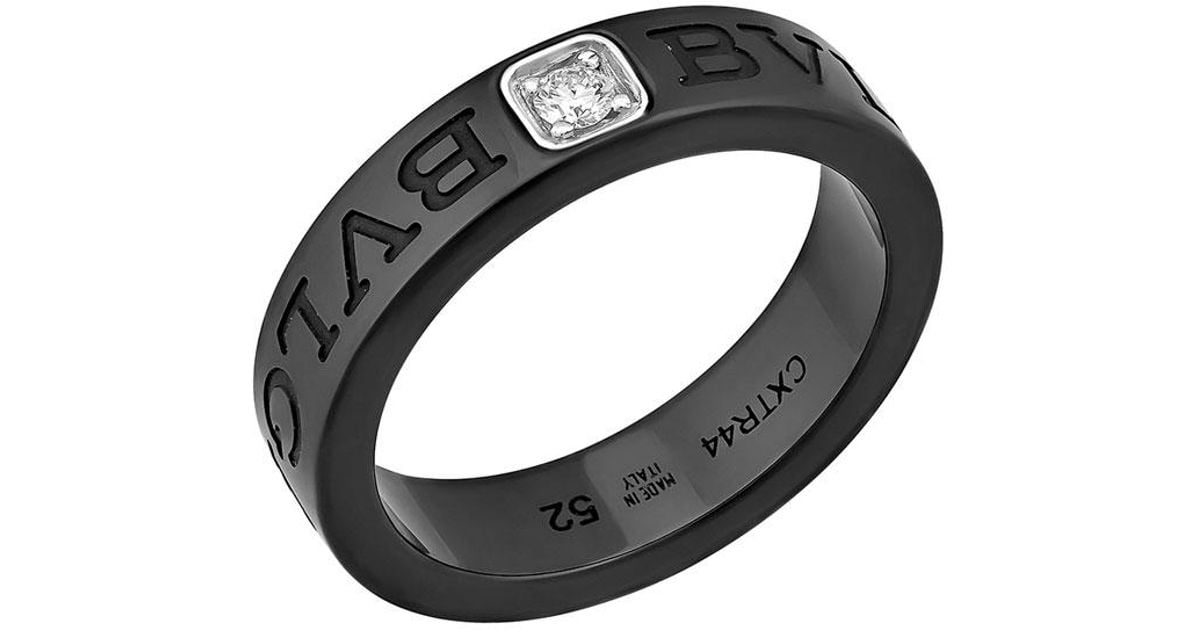 BVLGARI Black Ceramic Diamond Ring - Lyst