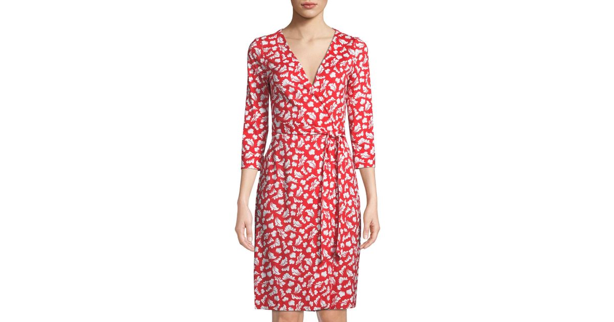 leaf print wrap dress