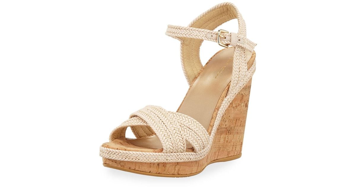stuart weitzman minx woven cork wedge sandals