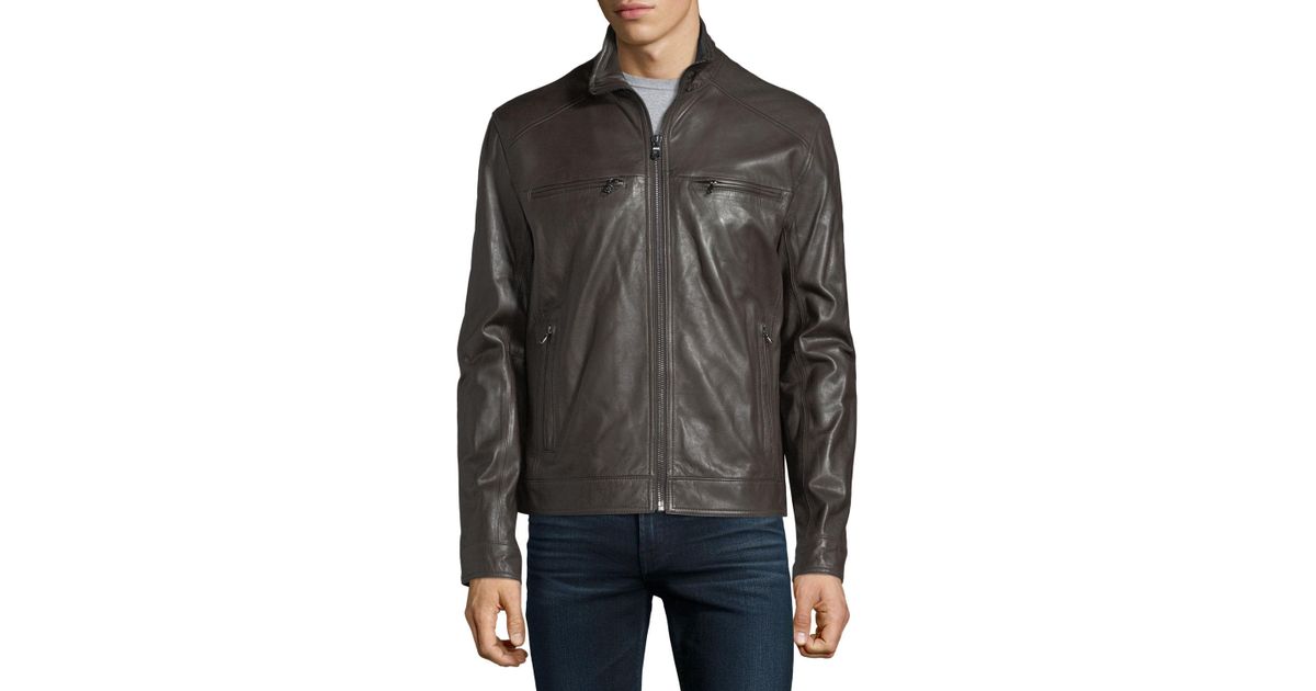 Lyst Michael Kors Derry Zip Front Lamb Leather Hipster Lyst Michael Kors Derry Zip Front Lamb Leather Hipster Jacket In Brown For Men