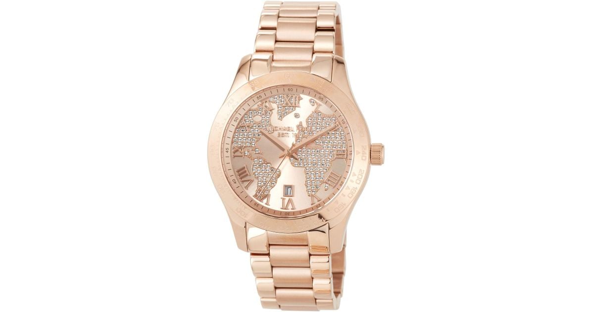 michael kors world map watch rose gold 