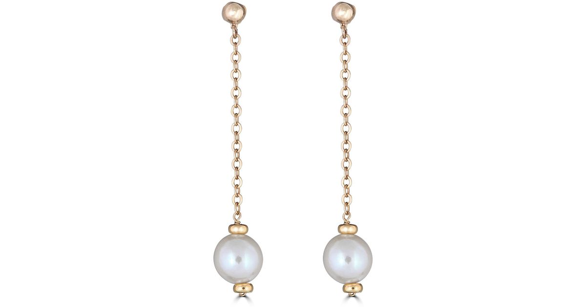 Belpearl Metallic 14k Chain Pearl Dangle Earrings Belpearl Metallic 14k Chain Pearl Dangle Earrings