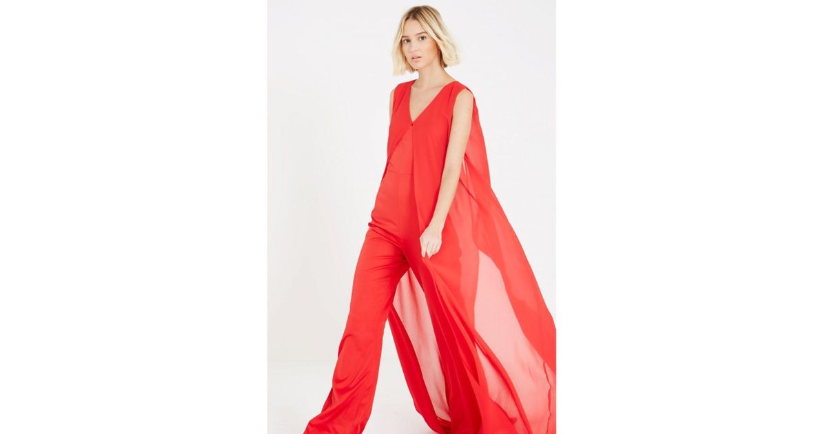 red sheer jumpsuit