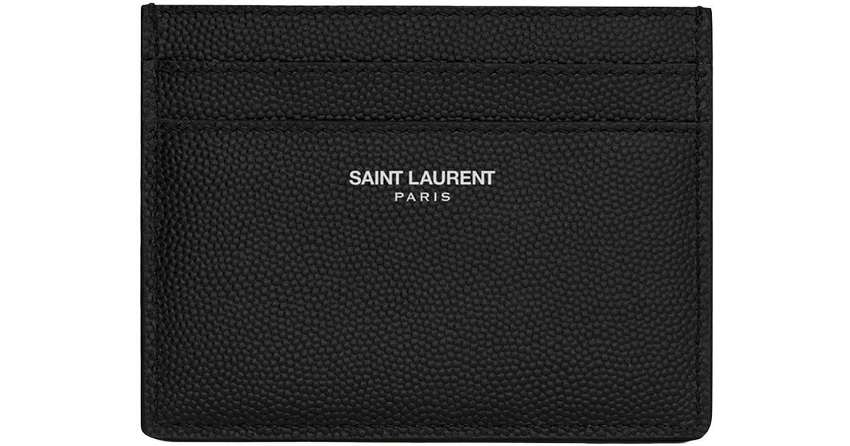 Saint Laurent Leather Card Holder in Black for Men | Lyst