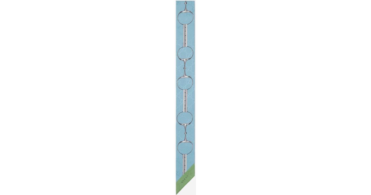 Gucci Printed Silk Ribbon in Blue | Lyst