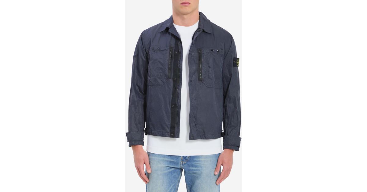 Stone Island Nylon Overshirt in Blue for Men | Lyst