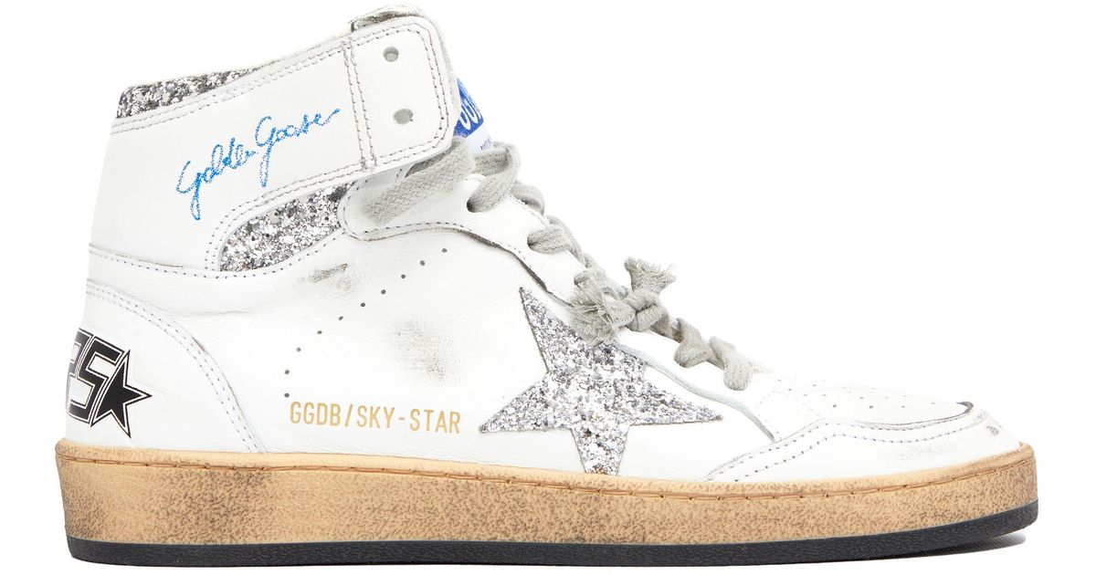 Golden Goose Goose Sky-star Leather Sneakers in White | Lyst
