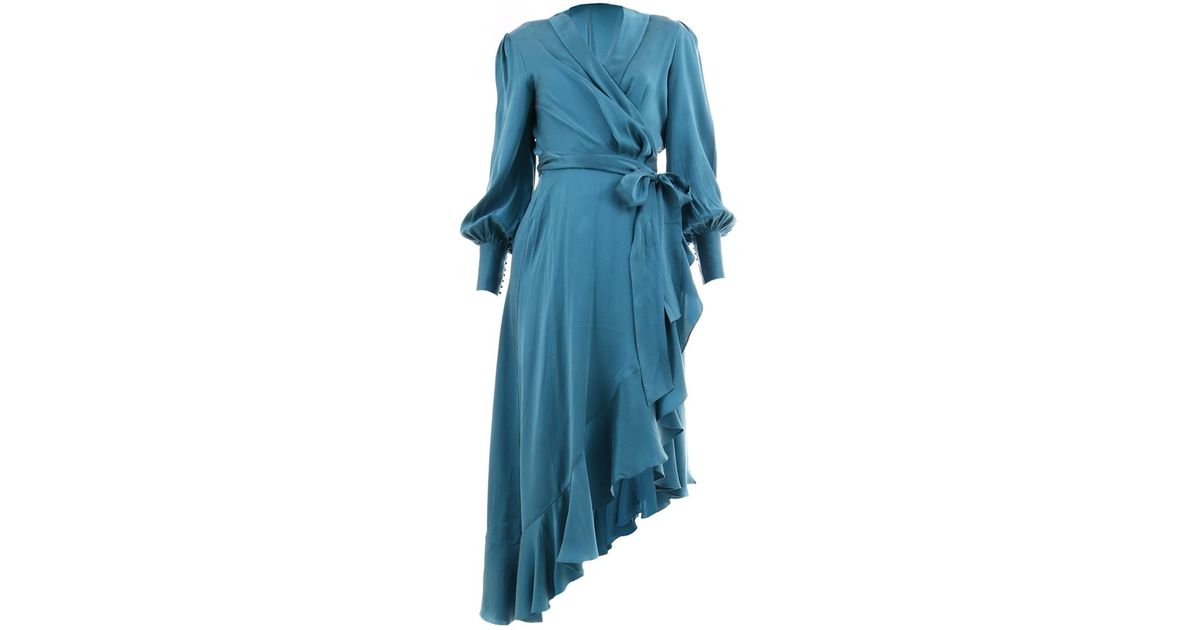 silk blue wrap dress