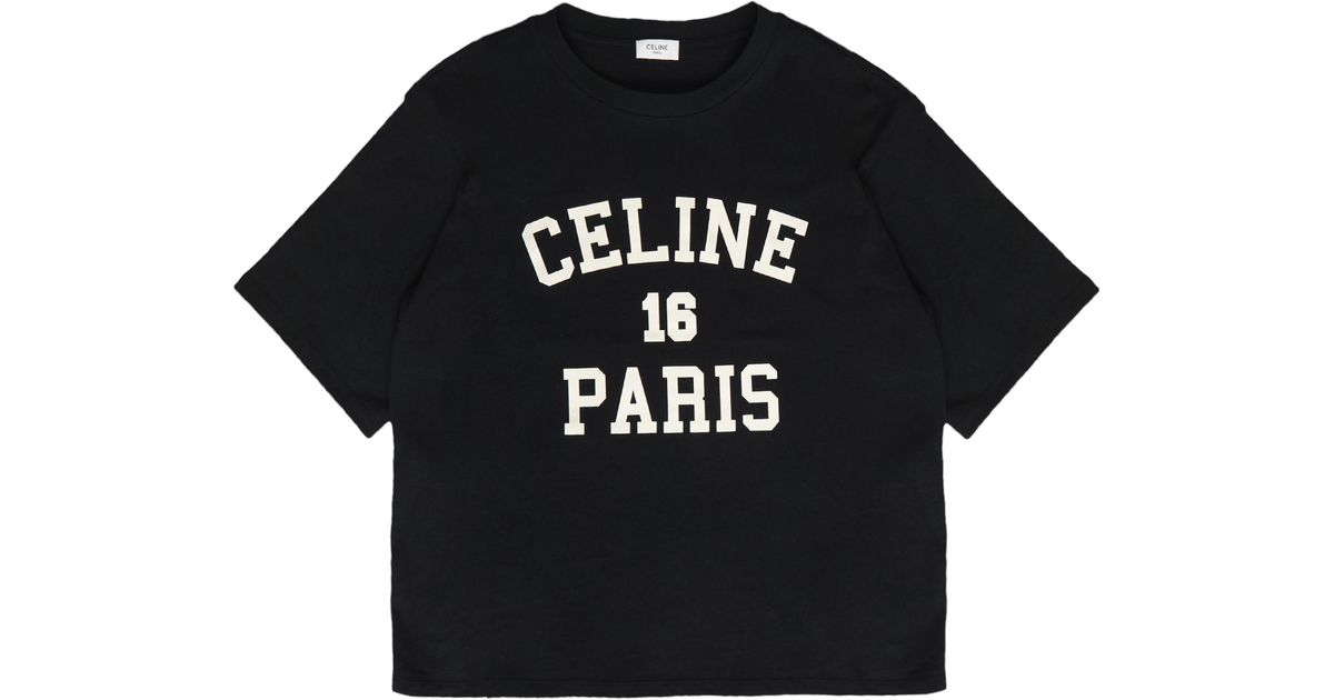 Celine 16 Paris Tshirt in Black | Lyst