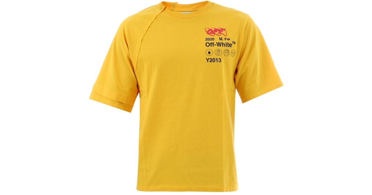 OFF-WHITE Industrial Y013 T-Shirt Ｔシャツ Off-White Yellow Industrial Y013 T Shirt, $237 | SSENSE