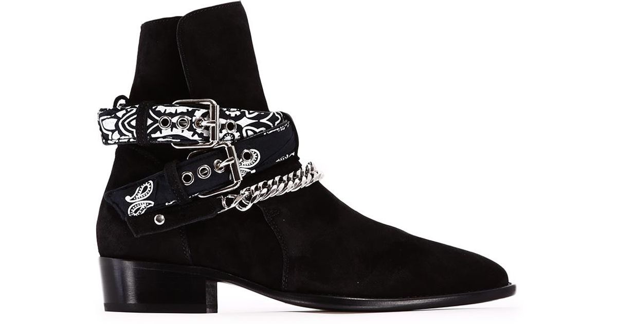 Amiri Bandana Buckle Ankle Boots in Black,White (Black) for Men - Save ...