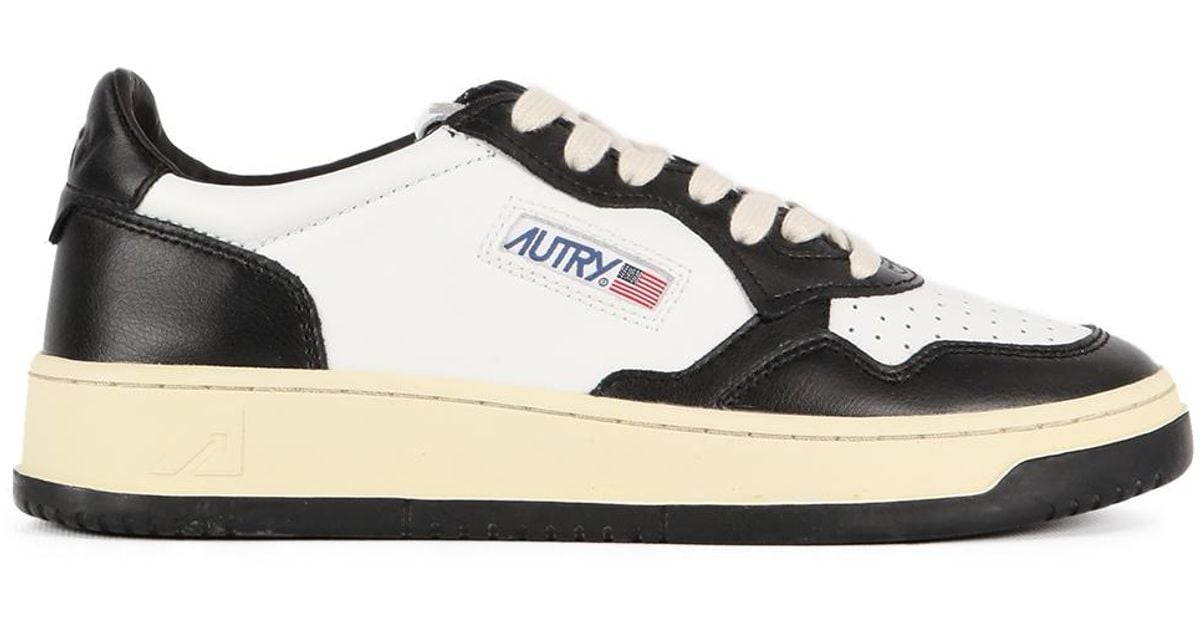 Autry Leather Medalist Black And White Sneakers for Men - Lyst