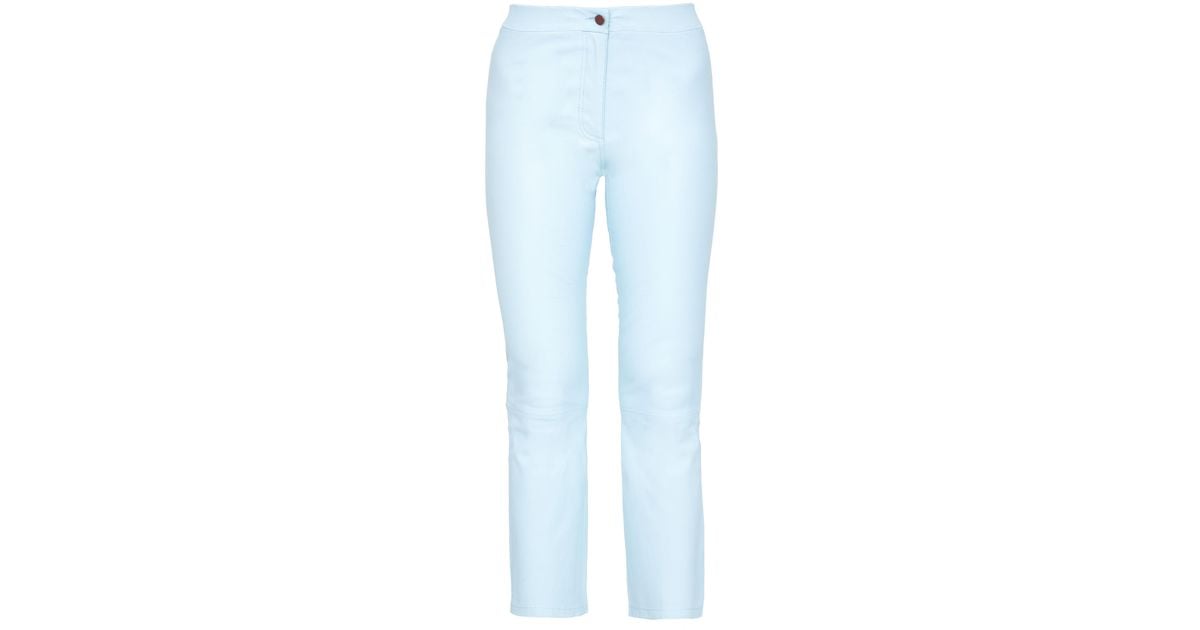 Arma Lightblue Leather Pants Lyst UK
