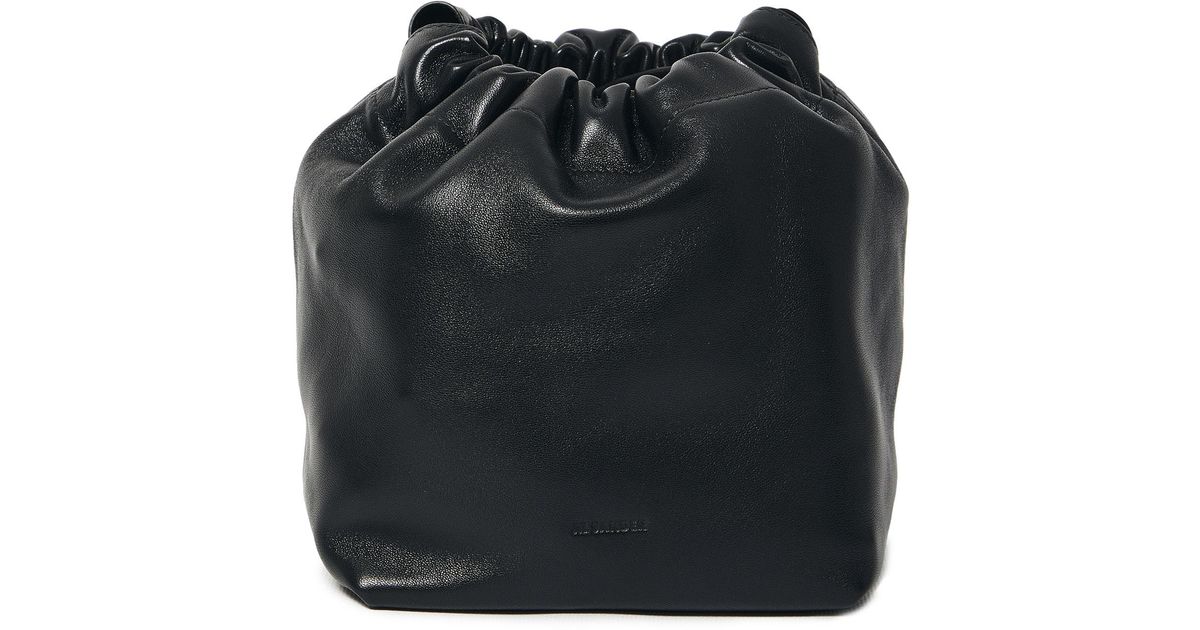 Jil Sander Leather Dumpling Bag in Black | Lyst