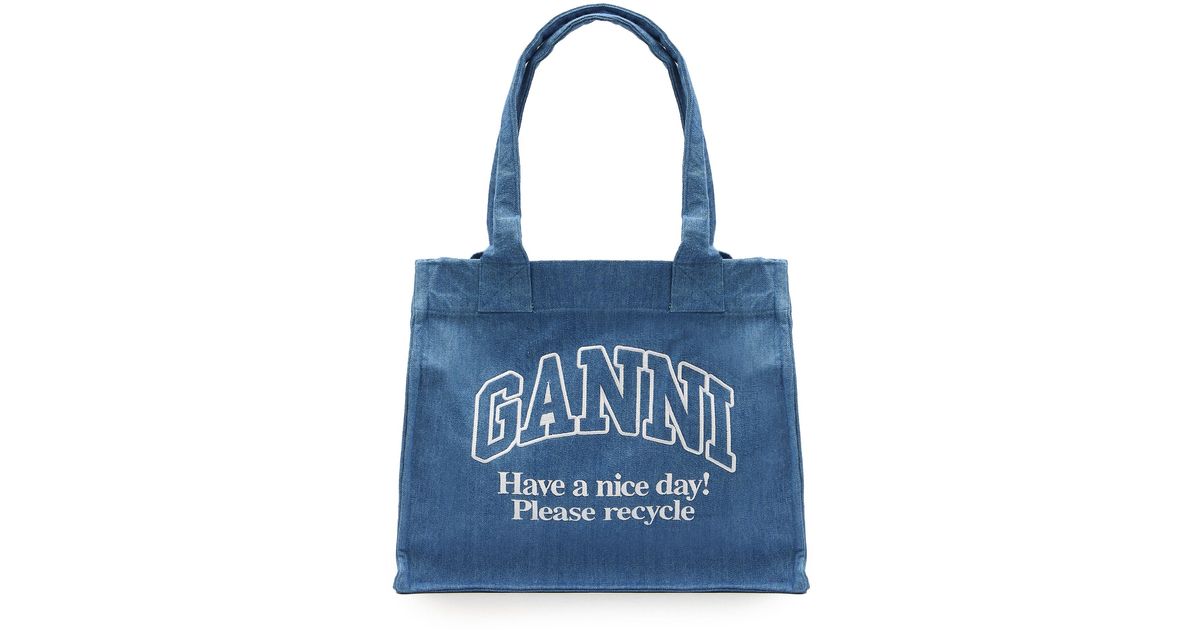 Ganni Denim Shopping Bag in Blue Lyst