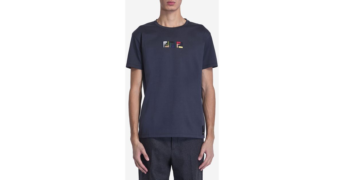Fendi Triple Ff T-Shirt in Blue for Men | Lyst