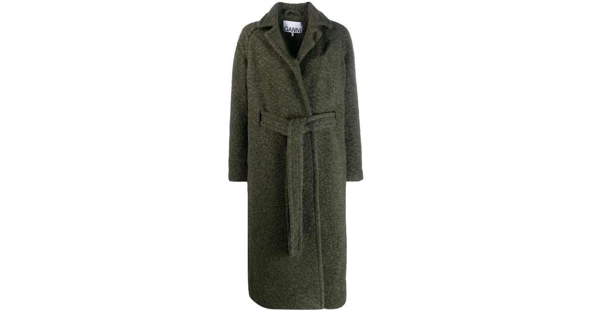 ganni boucle wool wrap coat