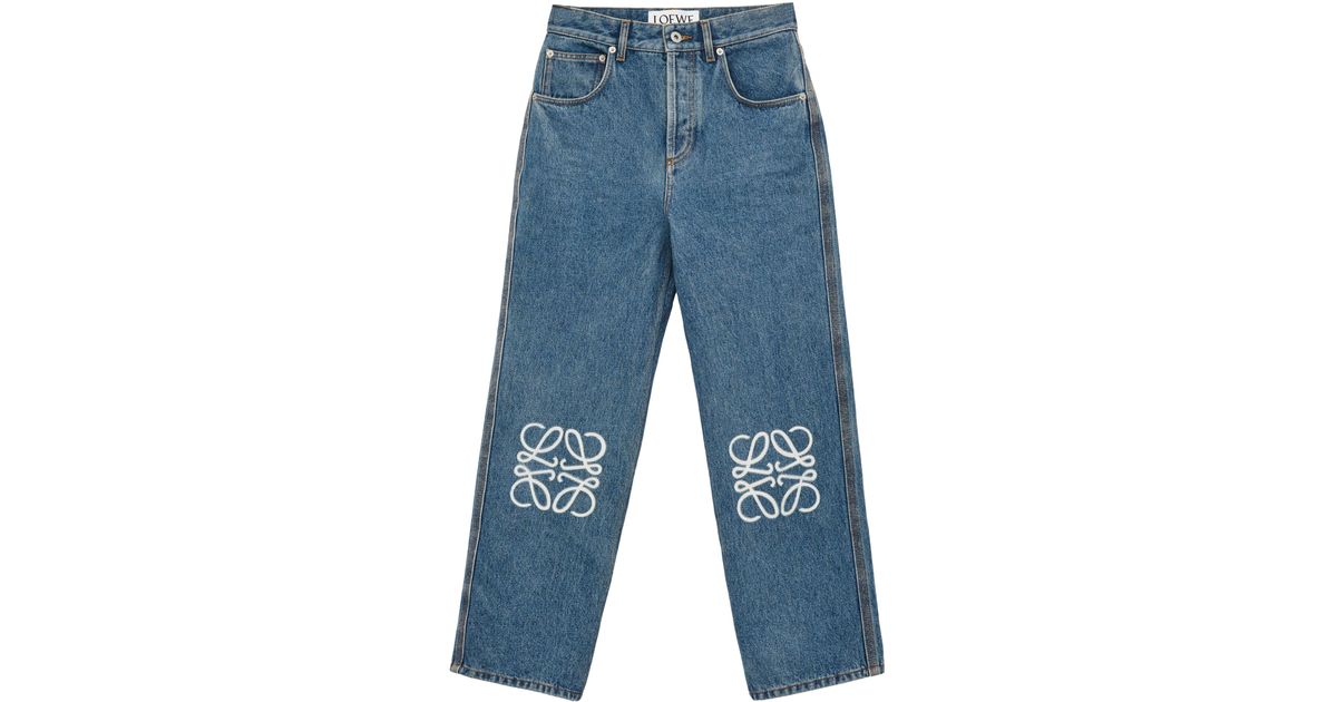Loewe Anagram Cropped Jeans in Blue | Lyst