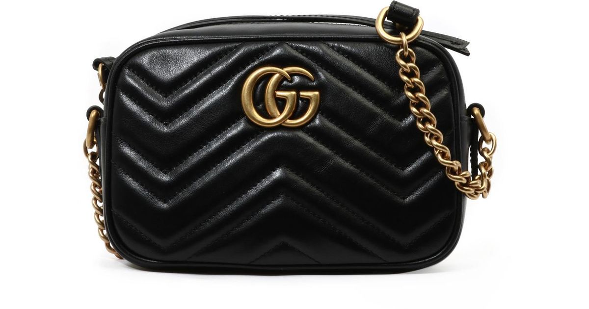Gucci Mini Borsa GG Marmont Matelassé in Black - Lyst