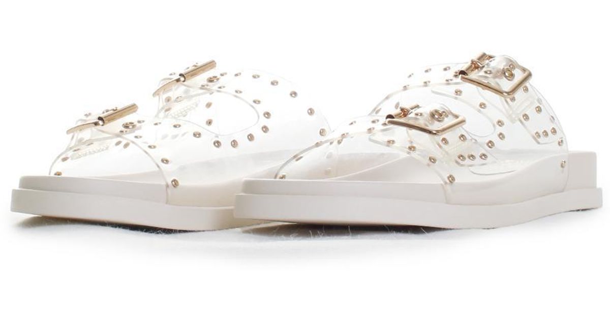 Vince Camuto Denim Pavey Slide Sandals in White - Lyst