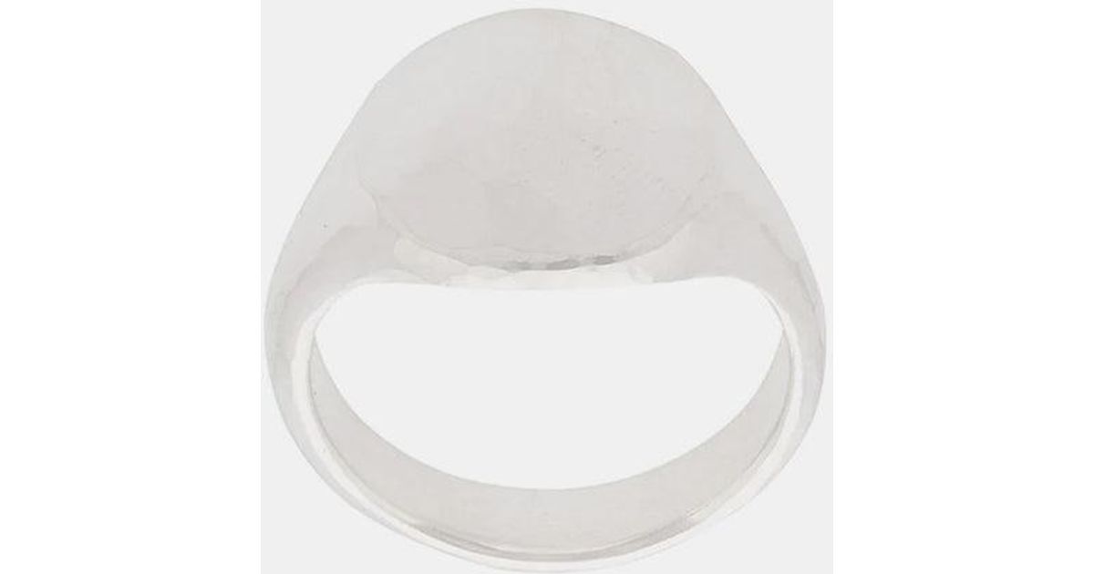 Werkstatt:münchen Oval Hammered Signet Ring in White for Men | Lyst