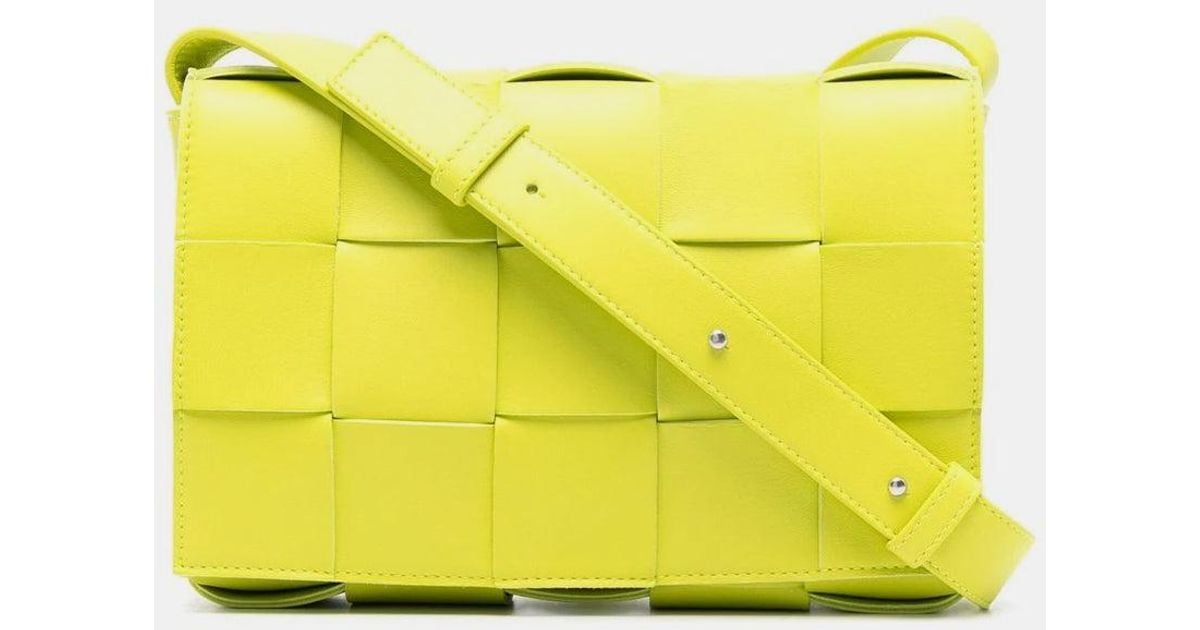 Bottega Veneta Leather Acid Kiwi Cassette Shoulder Bag in Yellow | Lyst