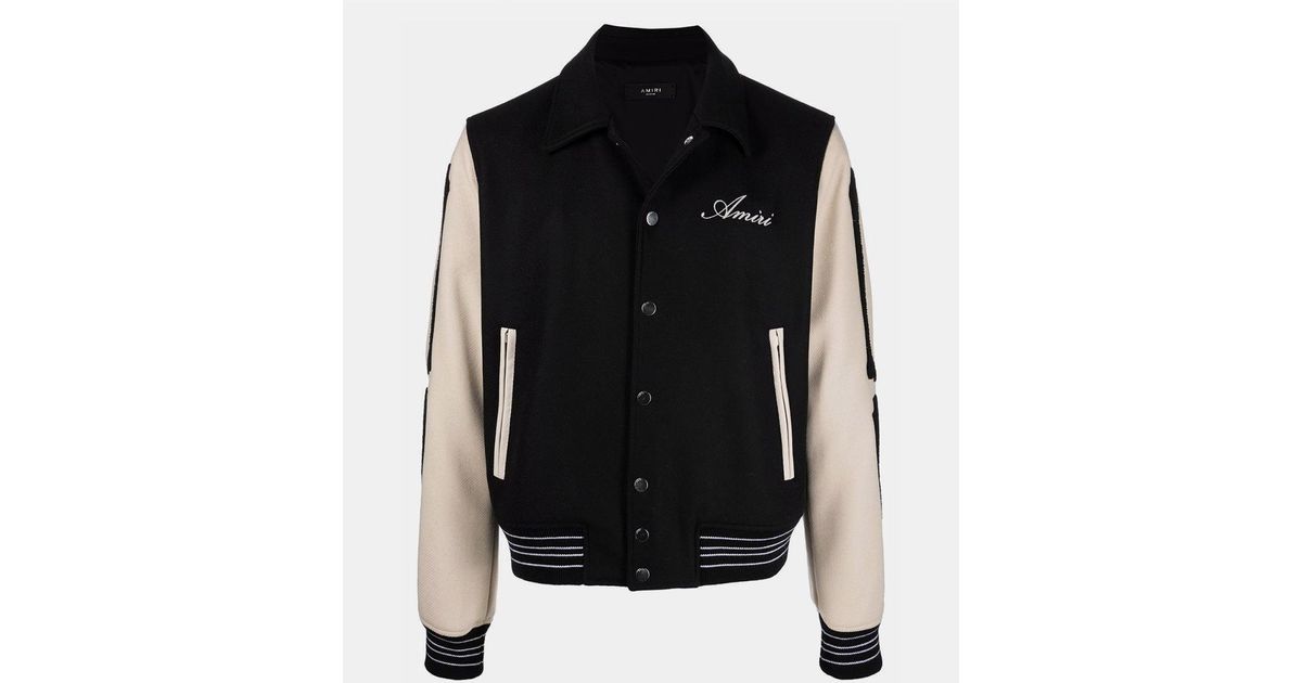 Amiri Wool Bones Varsity Jacket in Black for Men Lyst