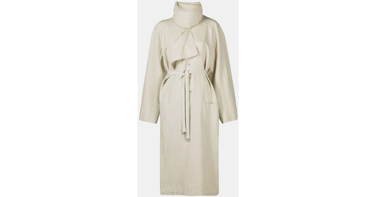 Lemaire Grey Asymmetric Dress Coat in Natural | Lyst UK