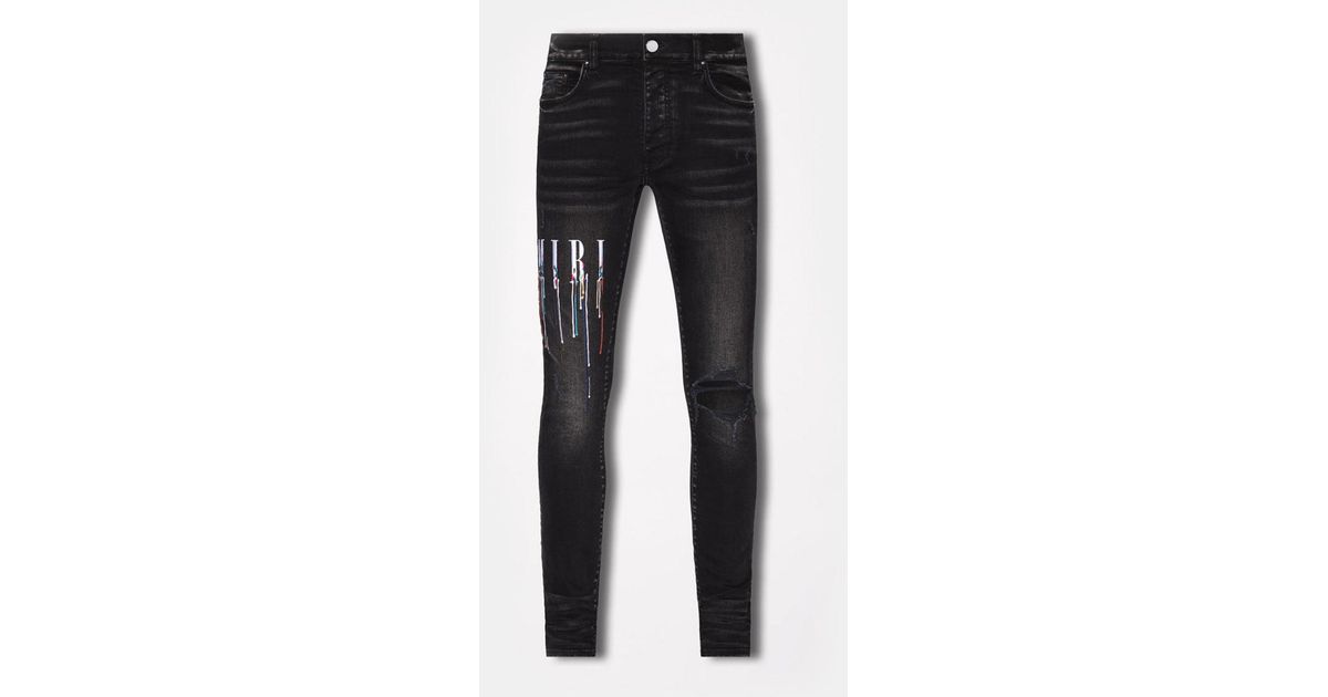 Amiri Paint Drip Core Logo Jeans in Black for Men Lyst UK