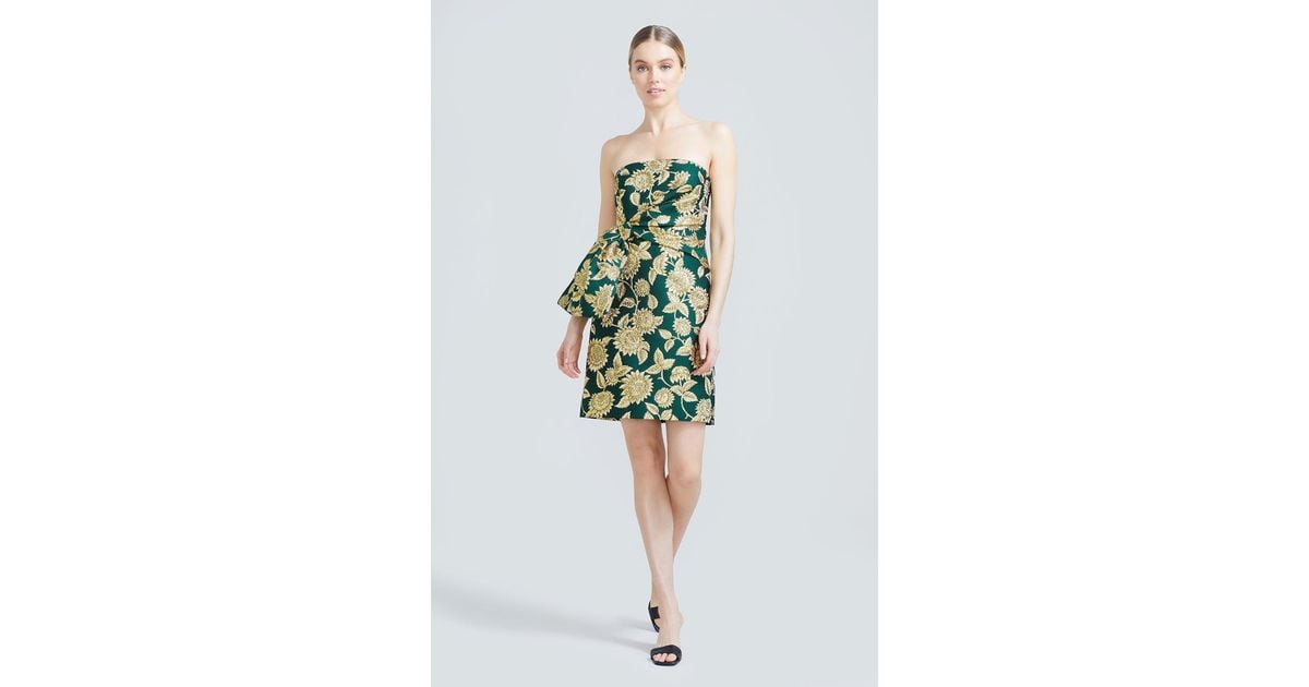 Lela Rose Synthetic Sunflower Metallic Jacquard Mini Dress in Forest ...