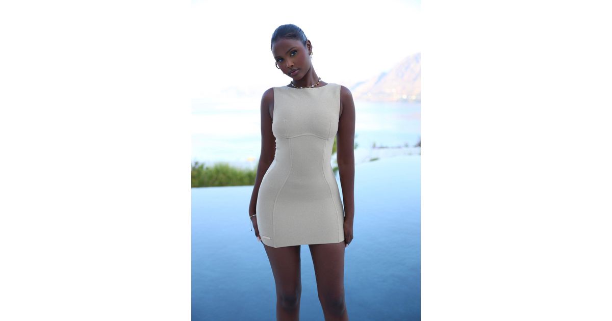 slim fit dress slacks Crystal Martini Bandage Mini Dress in Silver main image 1