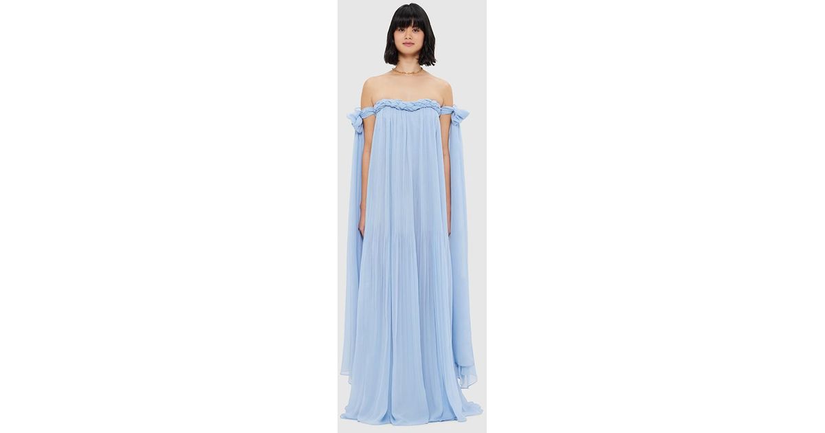 LEO LIN Camilla Draped Floor Length Dress in Blue | Lyst