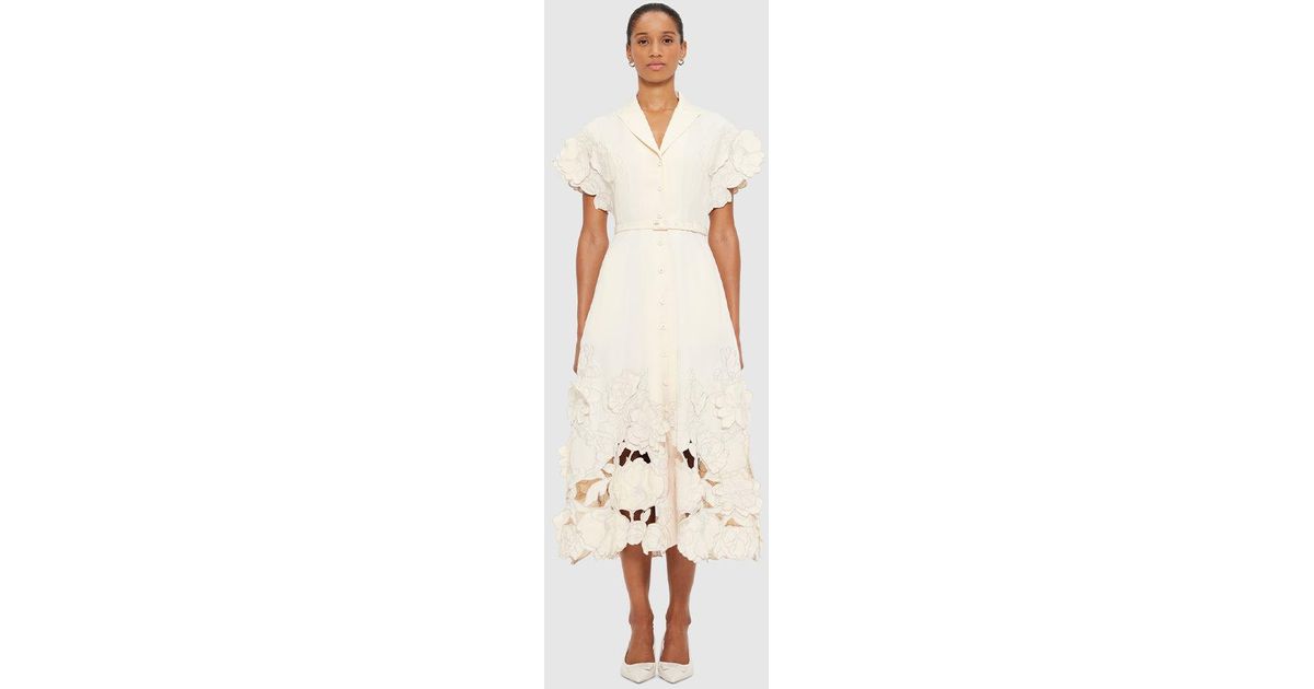 LEO LIN Aubrey Appliqu Shirt Midi Dress in Metallic | Lyst