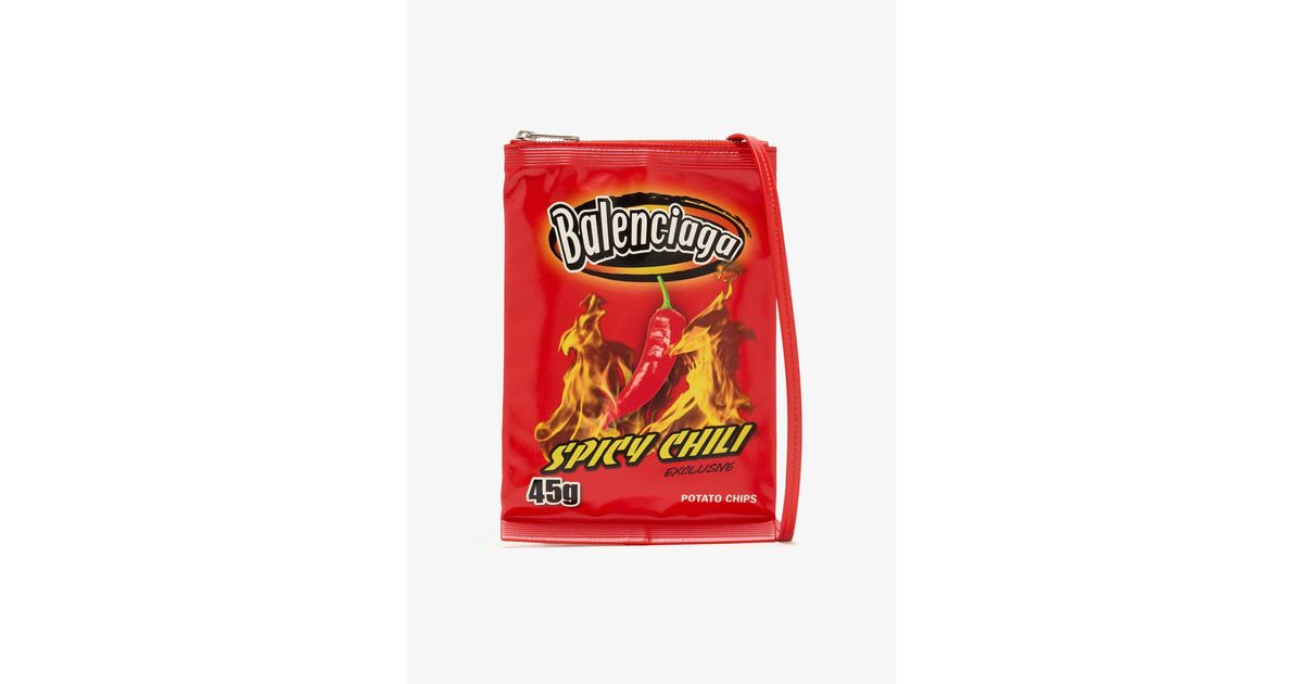 Balenciaga Chips Phone Holder Pouch in Red for Men | Lyst
